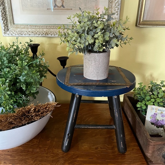 Other - Rustic Blue and Black Wooden Stool